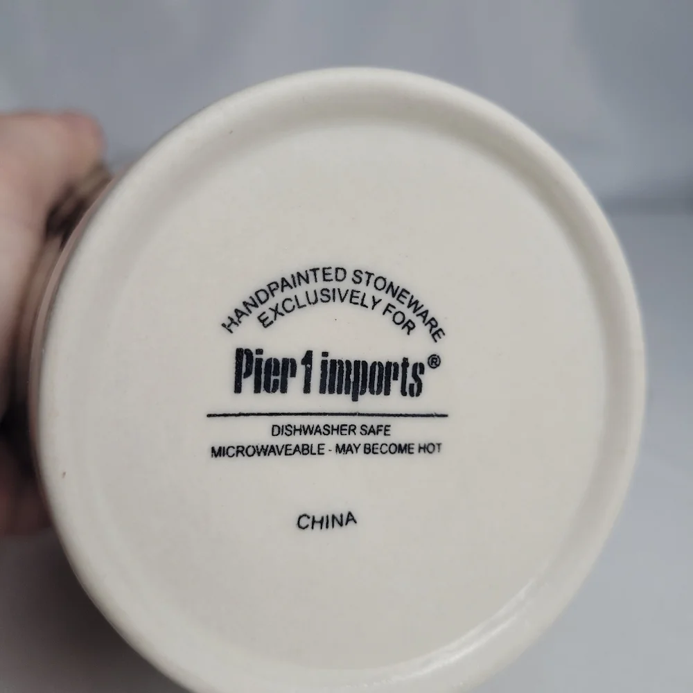Pier 1 Imports Stoneware 3D Elephant Hand Painted Coffee Mug